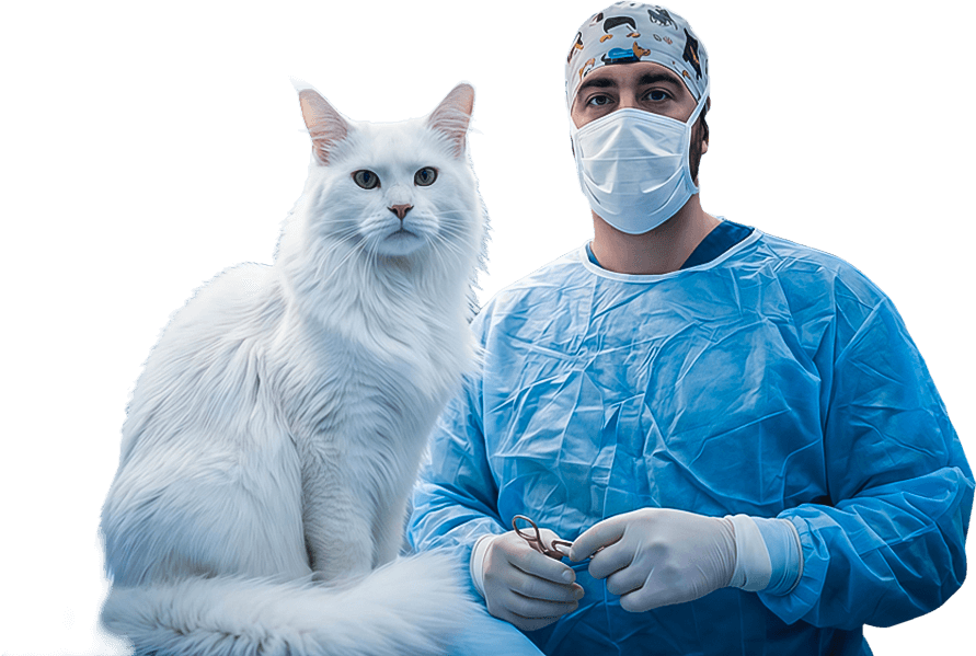 Врач с котом для банера без фона
